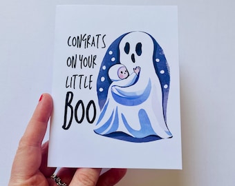 Halloween New Baby Card: Congrats Little Boo Ghost