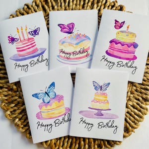 Conjunto de 5 cartões de feliz aniversário de borboleta, cartões de feliz aniversário em massa, cartões genéricos de feliz aniversário, cartões de aniversário de borboleta, conjunto de aniversário