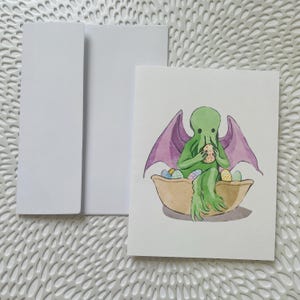 Carta di nota del cestino di Pasqua di Cthulhu, carta di primavera di Cthulhu, carta di Pasqua unica, carte di Pasqua horror, carta di Pasqua raccapricciante, carta di Pasqua spettrale