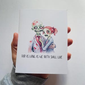Zombie „For as long as welang beide soll leben“ Verlobungskarte, Horror-Fan Hochzeitskarte, lustige Verlobungskarte, Gruselige Verlobungskarte, Zombie