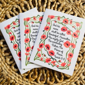 Conjunto de 10 cartões de Natal cristãos + envelopes, cartão de Natal com escrituras, cartão de Natal para cristãos, versículo bíblico de Isaías 9:6, Natal