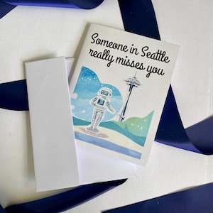 Qualcuno a Seattle sente la tua mancanza - Biglietto d'auguri per una relazione a distanza - Biglietto d'auguri romantico di Seattle