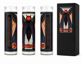 Art Deco Mothman Cryptid Decorative Prayer Candle Gift