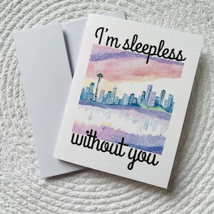 “Seattle” - Ich bin ohne dich schlaflos – Fernbeziehungskarte – Romantische “Seattle”-Karte – Washington State Romantische Karte, “Seattle”-Karte