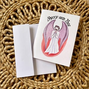 Cartão de Natal assustador com trocadilho de vampiro - Merry and bite - cartão de Natal de terror, cartão de Natal gótico, Natal de vampiro, cartão de fã de terror