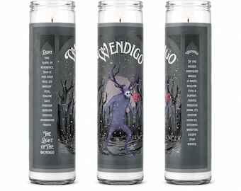 Art Deco Wendigo Cryptid Winter Snow Decorative Prayer Candle Gift