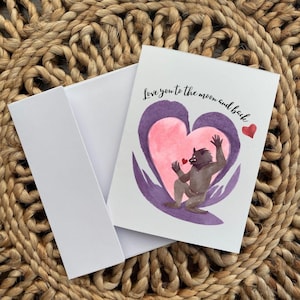 Love you to the moon and back - Werwolf Valentinstag Karte - Werwolf Liebeskarte - Valentinstag für Tochter oder Sohn