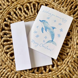 "Delphin Schneeflocke Weihnachtskarte ""Wishing You Oceans of Joy"" Florida Weihnachtskarte, Ozean Weihnachtskarte, Tropisch Urlaub Weihnachtskarte."