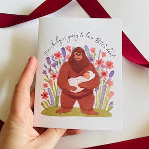 Bigfoot-babykaart "Your baby wordt a big deal" babyshowerkaart, grappige babyshower Bigfoot-kaart, Bigfoot-zwangerschapswensen