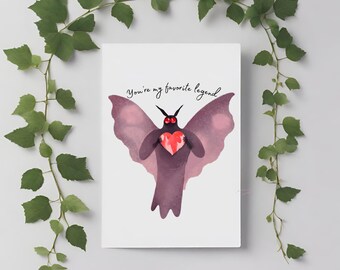 Mothman “You are my favorite legend” Romantic Card - Horror love card, Cryptid anniversary Card, Mothman anniversary card, mothman gift