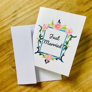 Tarjeta de boda para recién casados: tarjeta de felicitación plegable con sobre (en blanco por dentro)