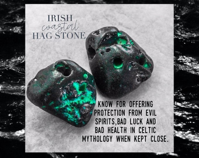 Irish Coastal Hag/Witch Stones collected from the shores of Ireland Wild Atlantic Way and Northern Coast Protection from illness and badness