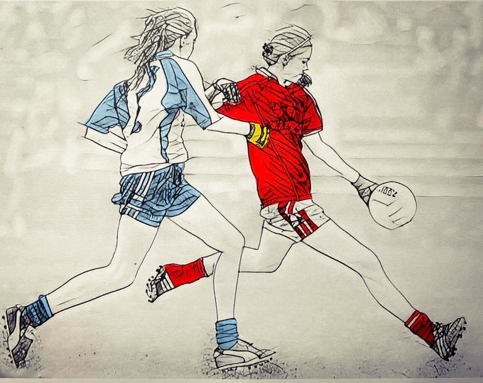 Personalised Ladies of Irish Football retro print.