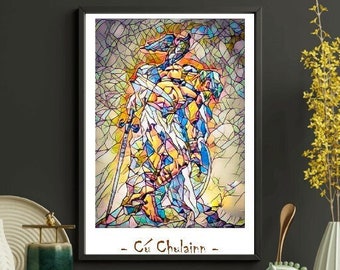 Cu Chulainn Art Print, Irish Mythology Warrior Hero