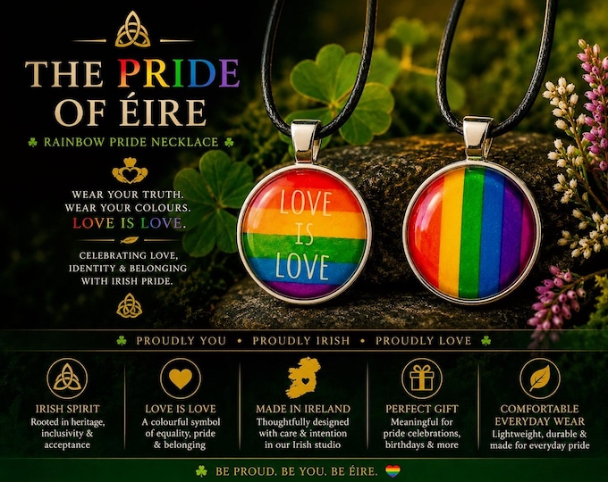 The Pride of Éire | Rainbow Pride Necklace | Irish Pride Jewellery | LGBTQ Necklace | Love Is Love Pendant
