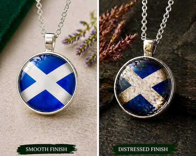 The Saltire of Scotland Necklace – St Andrew’s Cross Pendant, Scottish Heritage Gift. Two Finishes, Smooth or Distressed.