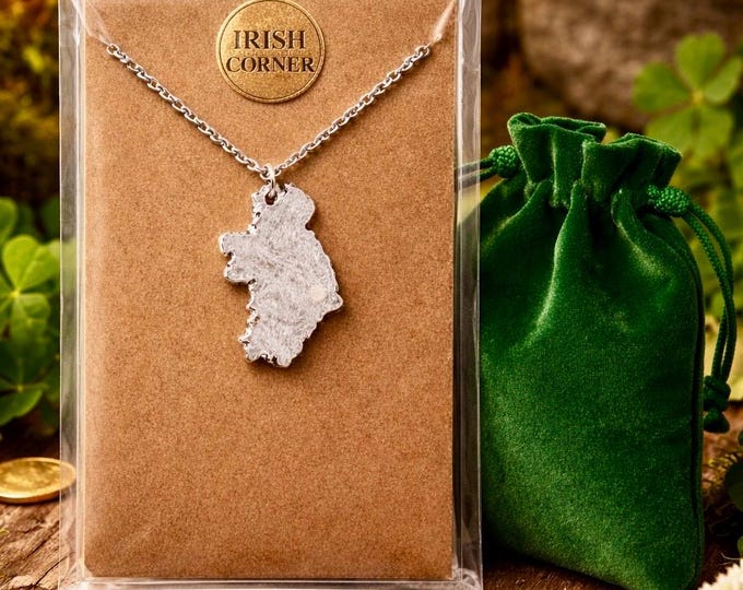 Silver Ireland Pendant Necklace – Elegant Irish Map Jewellery Gift