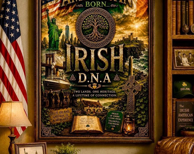 American Born Irish DNA Print | Irish American Wall Art | Celtic Heritage Poster