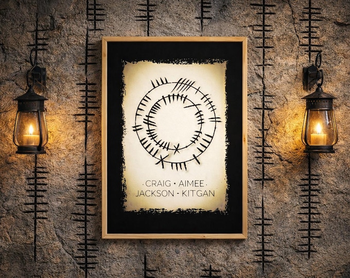 Personalised Ogham Family Circle Print. Your name written in the ancient language of Ireland. Email orders welcome.