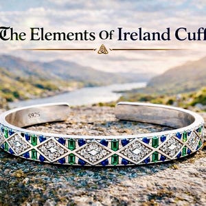 Bransoletka Elements Of Ireland – Bransoletka z motywem irlandzkiej ziemi, morza i gór – Biżuteria ze srebra próby 925 z szafirem szmaragdowym
