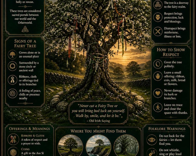 The Fairy Tree — Sacred Hawthorn of Ireland | Irish Folklore Wall Art | Celtic Mythology Print