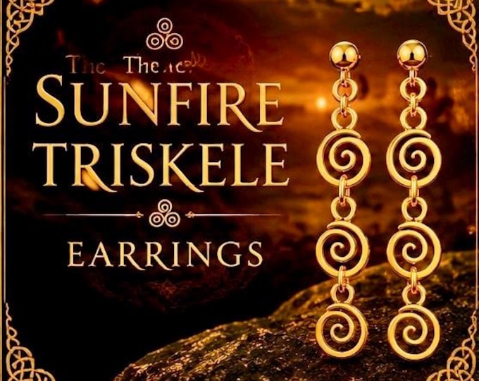 The Sunfire Spiral Earrings | Gold Celtic Spiral Earrings | Celtic Drop Earrings