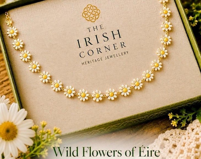 Wild Flowers of Éire Choker Necklace – Daisy Flower Choker, Irish Summer Jewellery