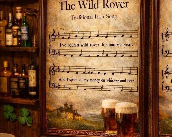 The Wild Rover Print – Traditional Irish Song Sheet Music | Irish Pub Wall Art