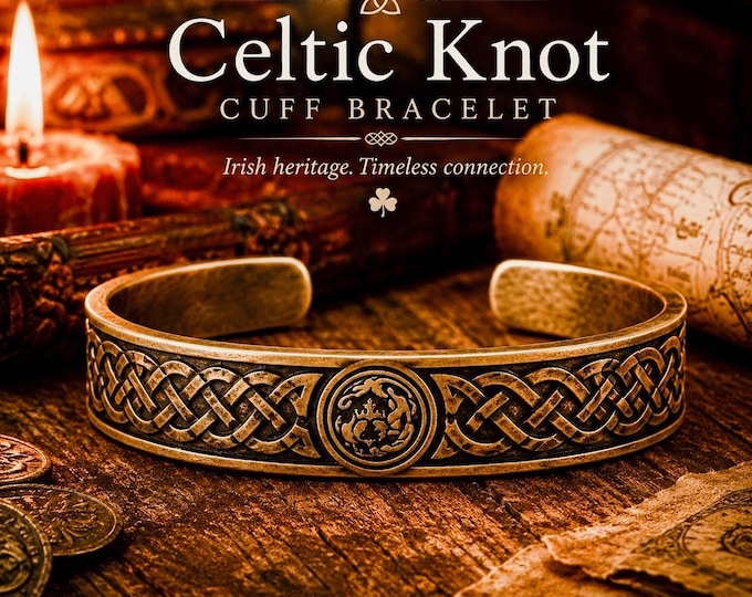 Bronze Celtic Knot Cuff Bracelet | Adjustable Celtic Cuff | Celtic Knotwork Bracelet Unisex