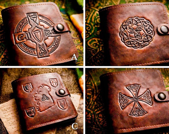 Handcrafted Irish Leather Wallet – Celtic Embossed Heritage Design