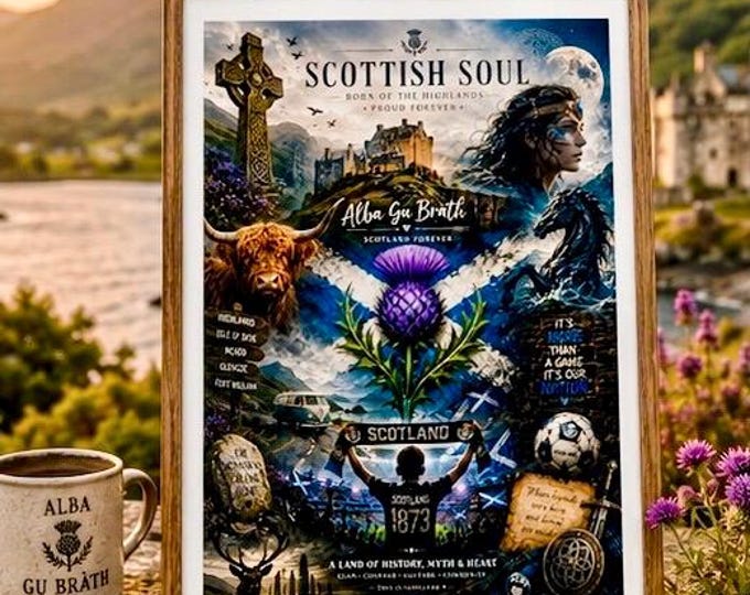 Scottish Soul Print | Scotland Football & Celtic Heritage Wall Art | Alba Gu Bràth Highland Poster