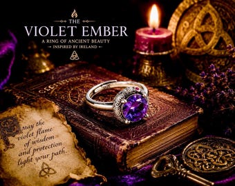Violet Ember Ring | Celtic Purple Amethyst Sterling Silver | Irish Inspired Jewellery