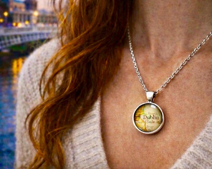 Dublin Atlas Pendant – Vintage Baile Átha Map Necklace