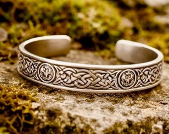 Zilveren Keltische knoop manchetarmband – slim fit, Irish Knot-sieraden