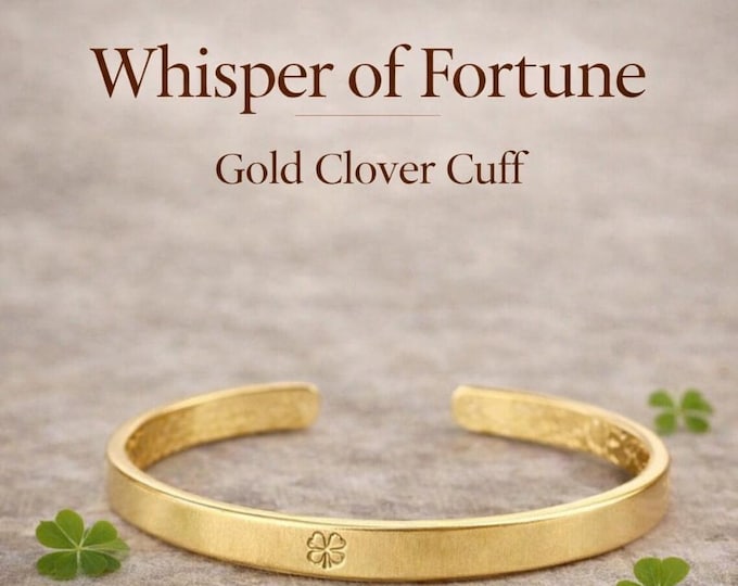 Whisper of Fortune Gold Clover Cuff – Adjustable Lucky Bracelet