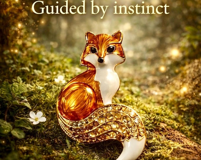 Irish Fox Brooch – Gold Tone Enamel Rhinestone Tail Keepsake