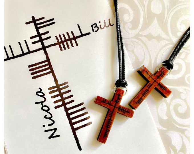 Couples ogham celtic cross