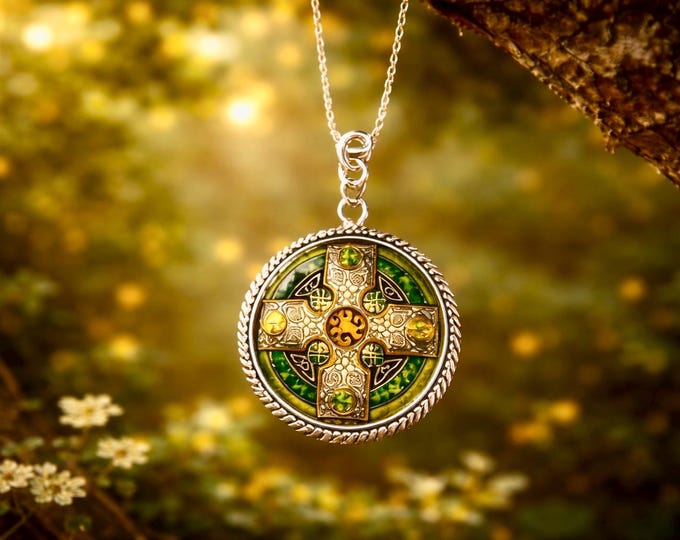 Emerald Celtic Cross Necklace
