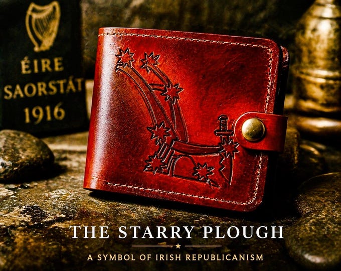 Starry Plough Leather Wallet – Handmade in Ireland, Irish Republican Gift, Mens Leather Wallet