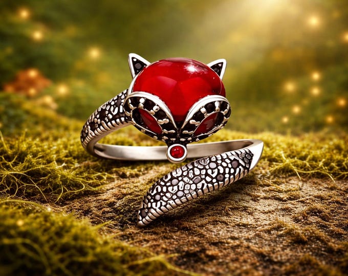 The Ember Fox Ring - Sterling Silver and Adjustable to suit any size