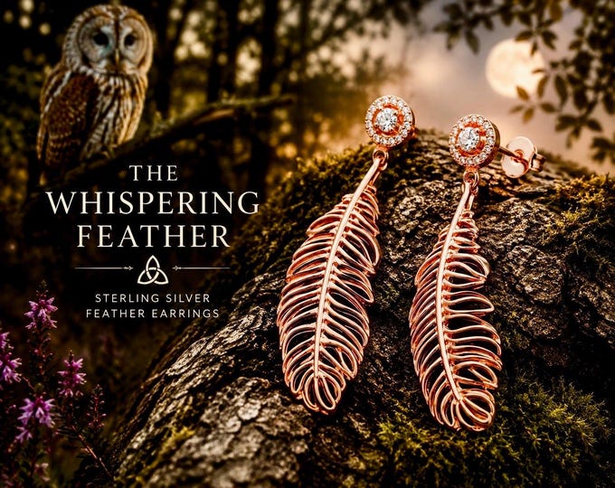 The Whispering Feather | Sterling Silver Feather Earrings | Rose Gold Feather Earrings