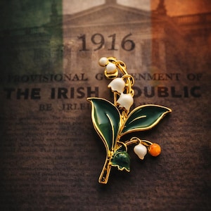 Przypinka z lilią wielkanocną Éire – broszka pamiątkowa z 1916 r., ręcznie robiona w Irlandii