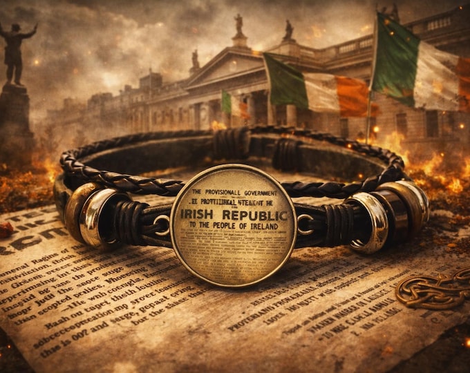 1916 Proclamation Leather Bracelet – Irish Republic Wristband