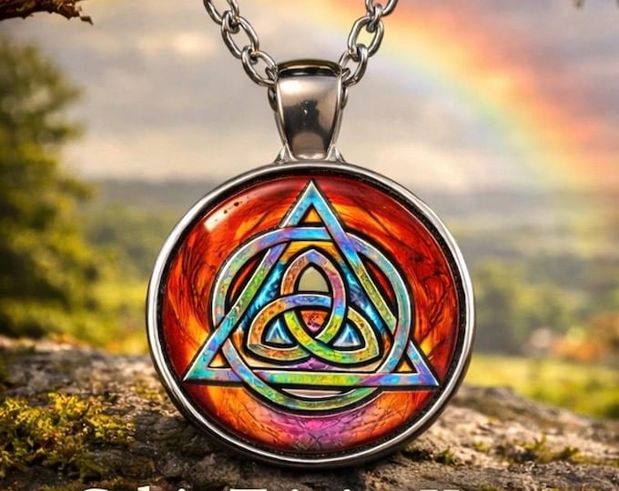 Rainbow Trinity Knot Necklace