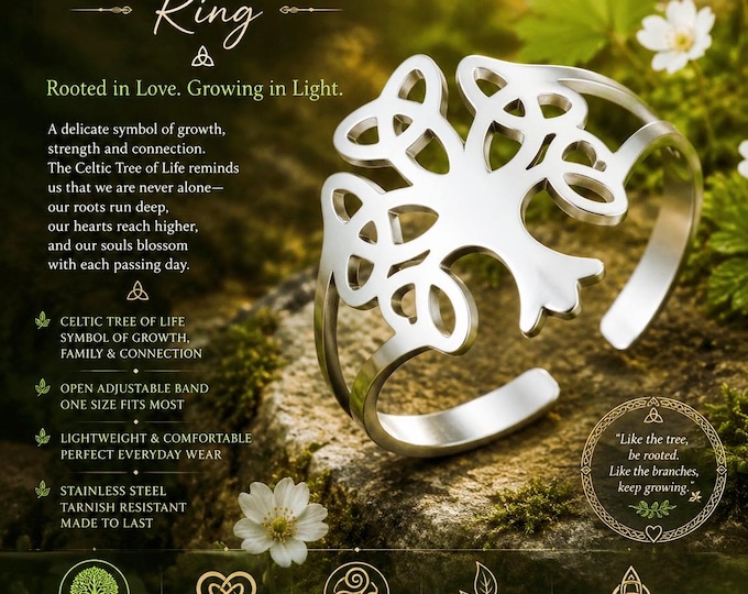 The Spirit Tree Ring | Celtic Tree of Life Ring | Irish Nature Inspired Jewellery | Adjustable Ring