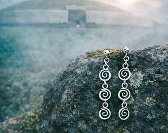 Boucles d'oreilles The Scared Spiral Of Éire - Ancien symbole de vie et de flux - Cadeau celtique irlandais