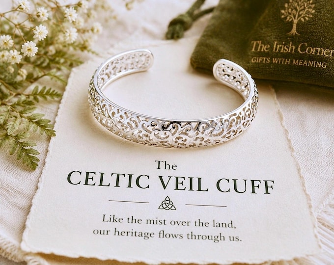 The Celtic Veil Cuff | Sterling Silver Irish Bracelet | Celtic Jewellery Gift