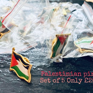Juego de 5 pines de bandera palestina
