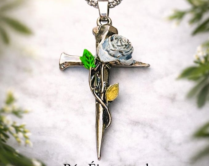 Irish Rose Cross Necklace – Rós Éireannach Pendant, Irish Jewellery Gift