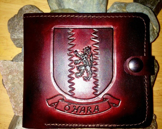 Personalised crest leather wallet